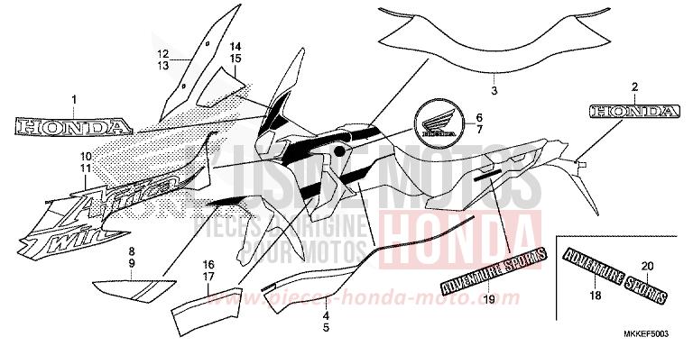 MARKE/STREIFEN (4) von Africa Twin DEGITAL SILVER METALLIC (NHA30D) von 2019